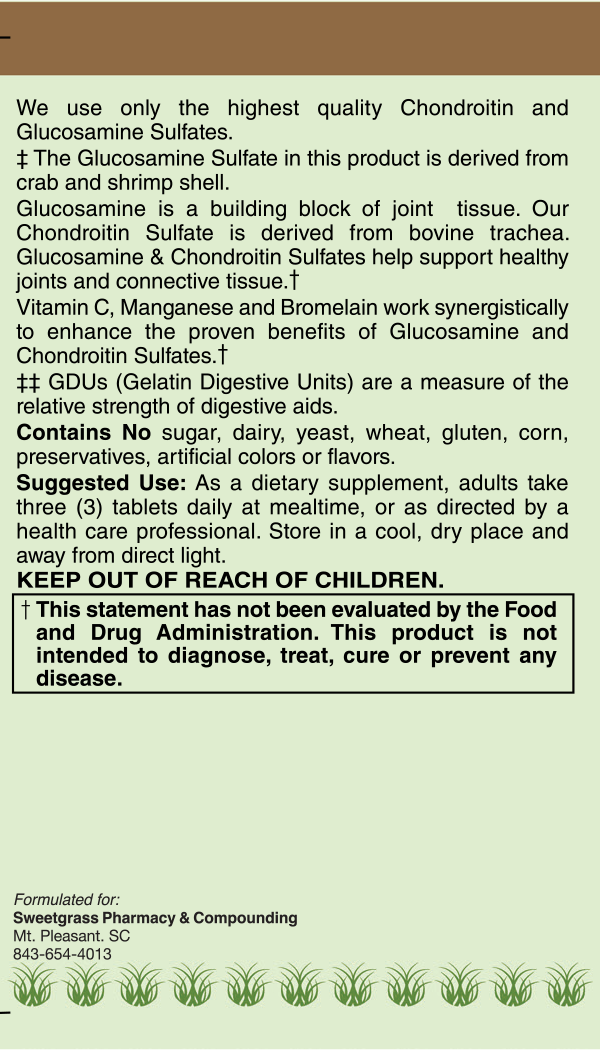 8623_Sweetgrass Glucosamine_Chondroitin_ingredients